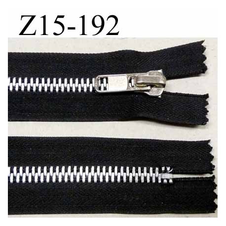 fermeture zip longueur 15 cm couleur noir non séparable largeur 4 cm glissière métal largeur 8 mm