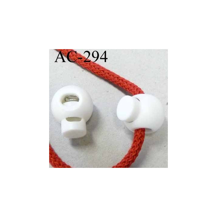 arrêt cordon  stop cordon 18 mm rond blanc passage du cordon 5 mm en hauteur et 7 mm en largeur diamètre 18 mmprix à l'unité
