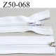 fermeture zip à glissière longueur 50 cm couleur blanc séparable largeur 3.2 cm zip glissière nylon largeur 6 mm 