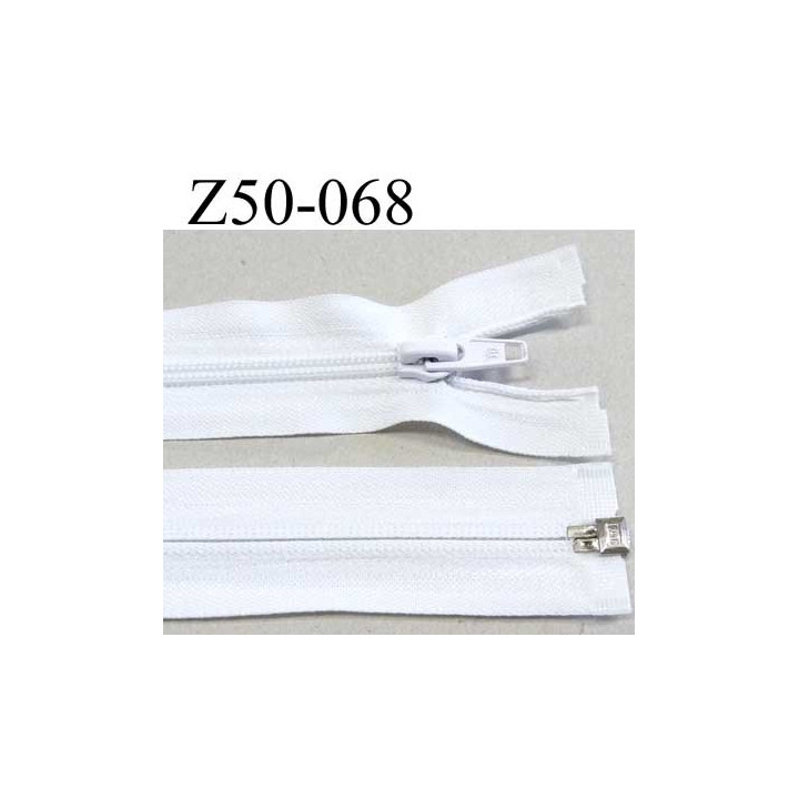 fermeture zip à glissière longueur 50 cm couleur blanc séparable largeur 3.2 cm zip glissière nylon largeur 6 mm  