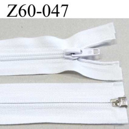 fermeture zip  glissière séparable  largeur 3 cm   longueur 60 cm couleur blanc  glissière nylon largeur  6 mm curseur métal