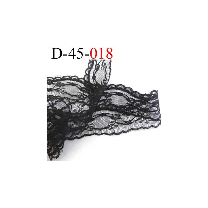 dentelle synthétique  couleur noir largeur 45 mm prix au mètre