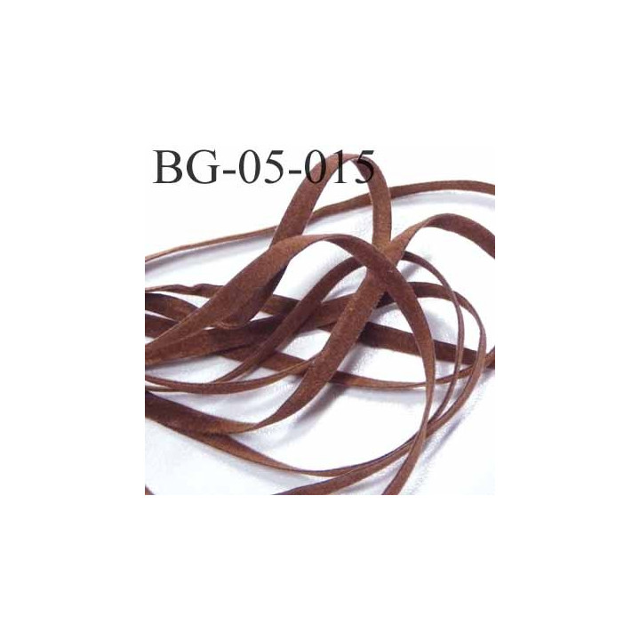 galon ruban lacette à plat  façon cuir ou daim  agréable au touché et souple largeur 5 mm couleur marron  prix au mètre