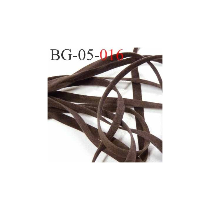 galon ruban lacette à plat  façon cuir ou daim  agréable au touché et souple largeur 5 mm couleur marron foncé  prix au mètre
