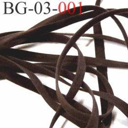 galon ruban lacette à plat  façon cuir ou daim  agréable au touché souple largeur 3.5 mm couleur marron très foncé prix au mètre