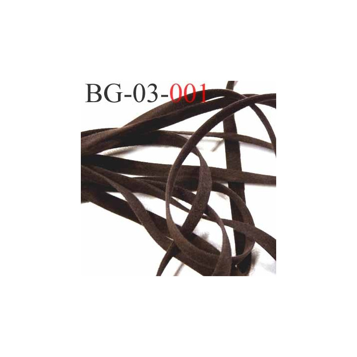galon ruban lacette à plat  façon cuir ou daim  agréable au touché souple largeur 3.5 mm couleur marron très foncé prix au mètre