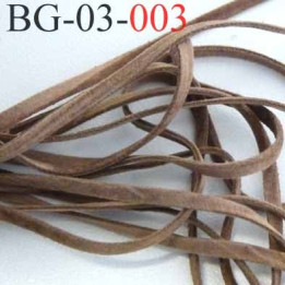 galon ruban lacette à plat  façon cuir ou daim  agréable au touché et souple largeur 3.5 mm couleur marron clair prix au mètre