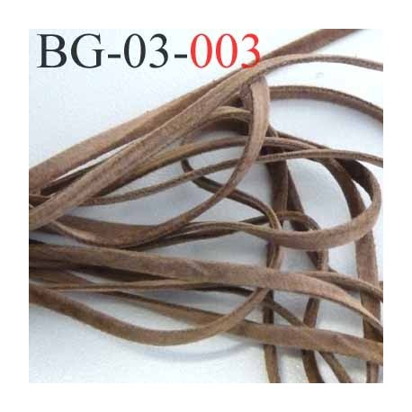 galon ruban lacette à plat façon cuir ou daim agréable au touché et souple largeur 3.5 mm couleur marron clair prix au mètre