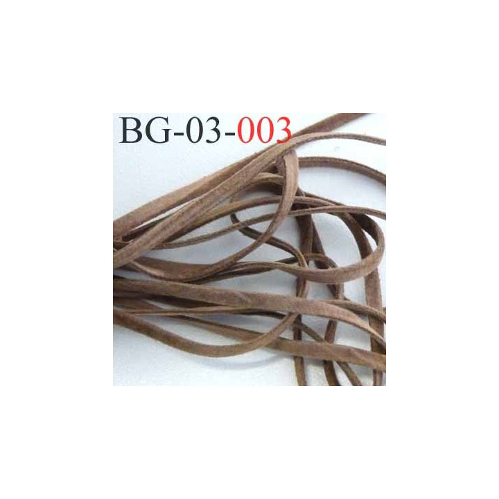 galon ruban lacette à plat  façon cuir ou daim  agréable au touché et souple largeur 3.5 mm couleur marron clair prix au mètre
