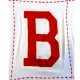 Superbe pièce rectangle de tissus avec la lettre B logo en sur épaisseur avec strass brillants