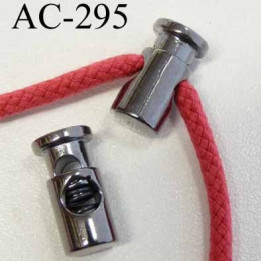 arrêt cordon stop cordon rond  en métal  à ressort couleur acier chromé de taille 20 mm x 10 mm  prix à l'unité