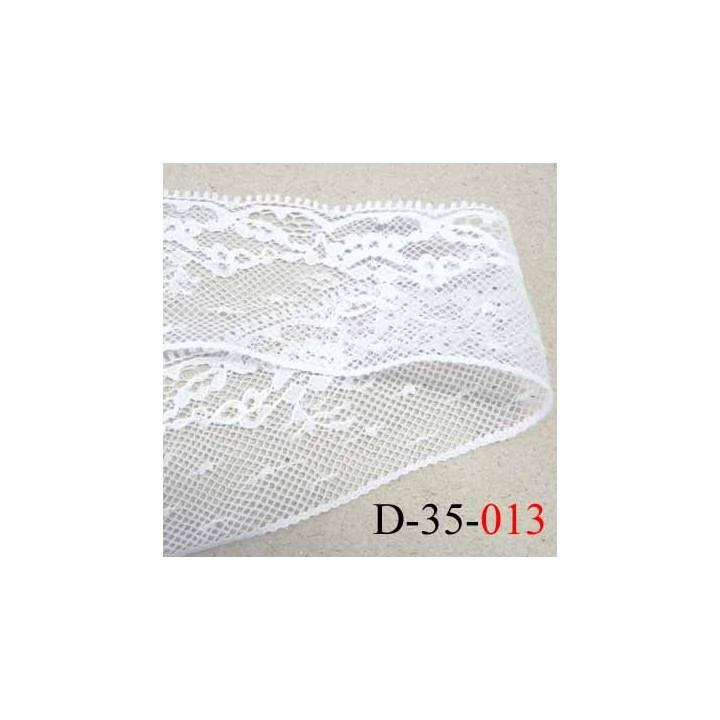 Dentelle synthétique très belle largeur 35 mm couleur blanc prix au mètre