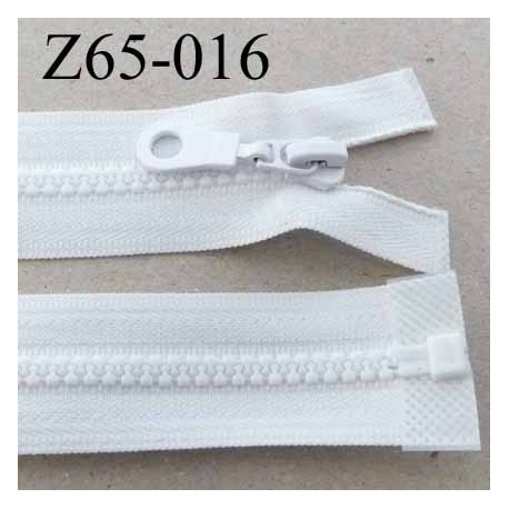 fermeture zip longueur 65 cm couleur blanc séparable largeur 3 cm zip glissière moulé nylon largeur 6 mm curseur en métal