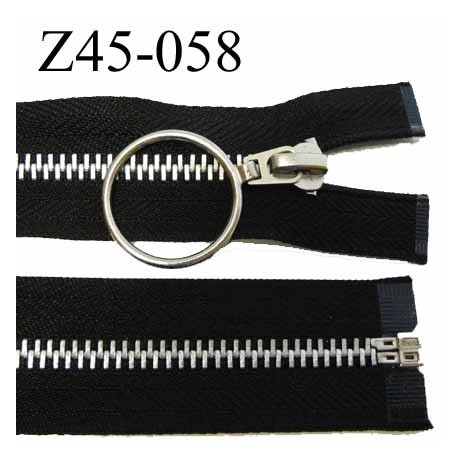 fermeture zip à glissière longueur 45 cm couleur noir séparable largeur 3.2 cm glissière métal largeur du zip 6 mm