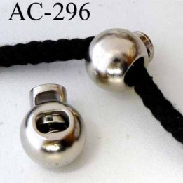 arrêt cordon stop cordon pvc rond couleur chromé  diamètre 18 mm hauteur 22 mm idéal pour cordon de 3 a 6 mm prix à l'unité