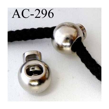 arrêt cordon stop cordon pvc rond couleur chromé diamètre 18 mm hauteur 22 mm idéal pour cordon de 3 a 6 mm prix à l'unité