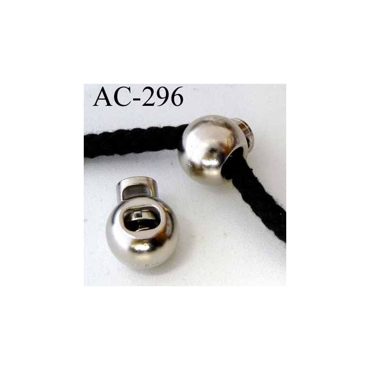 arrêt cordon stop cordon pvc rond couleur chromé  diamètre 18 mm hauteur 22 mm idéal pour cordon de 3 a 6 mm prix à l'unité