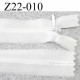 fermeture éclair invisible blanche longueur 22 cm couleur blanc non séparable zip nylon largeur 2,3 cm