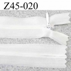 fermeture éclair invisible  longueur 45 cm couleur blanc non séparable zip nylon largeur 2.5 cm 