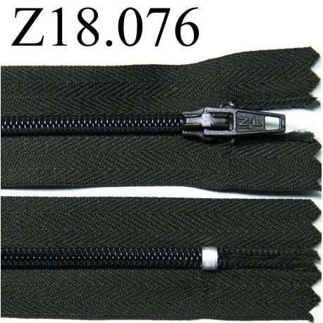 fermeture éclair longueur 18 cm couleur vert kaki foncé non séparable zip nylon largeur 2.3 cm