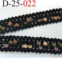 dentelle plusieurs longueurs disponibles crochet ancienne 100 % coton anthracite sequin laiton  largeur 25 mm prix au mètre