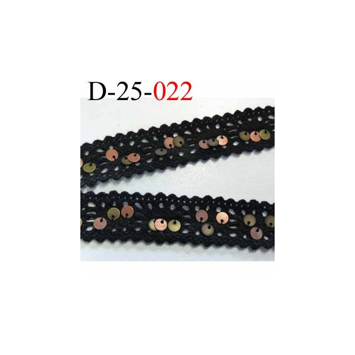 dentelle plusieurs longueurs disponibles crochet ancienne 100 % coton anthracite sequin laiton  largeur 25 mm prix au mètre