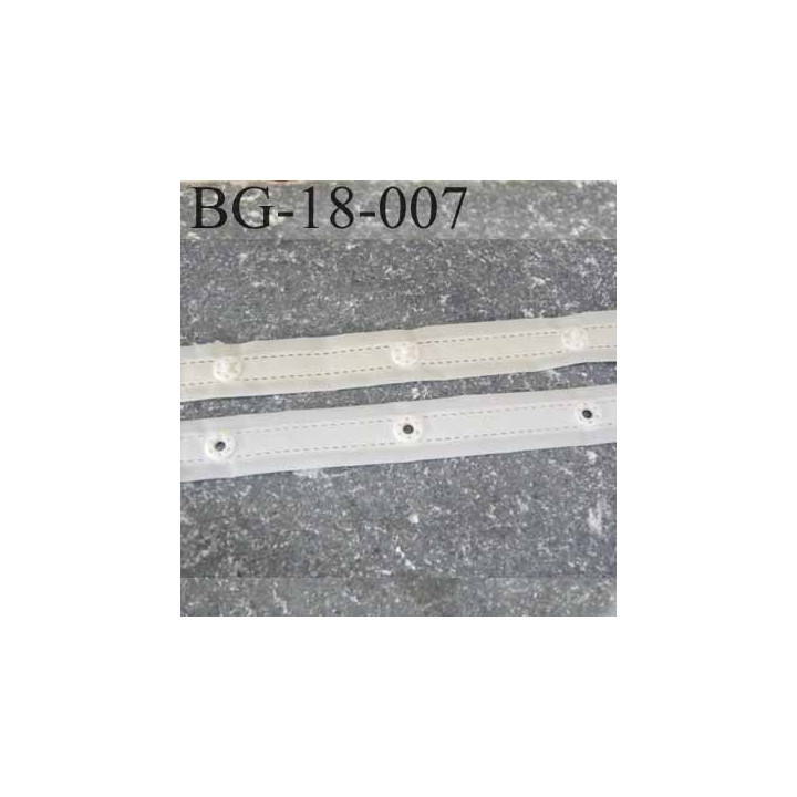 Bande pression bouton agrafe plastique tissu nylon très solide et douce largeur 18 mm couleur naturel prix au mètre