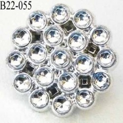 bouton strass brillant en pvc diamètre 22 mm accroche avec un anneau au dos