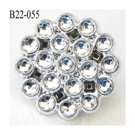 bouton strass brillant en pvc diamètre 22 mm accroche avec un anneau au dos