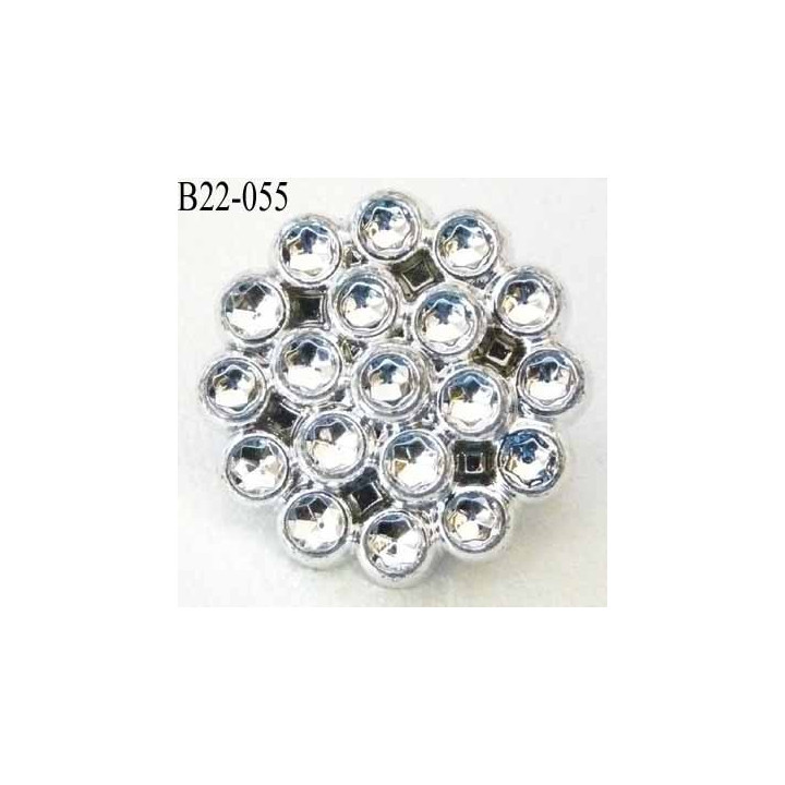 bouton strass brillant  en pvc diamètre 22 mm accroche avec un anneau au dos