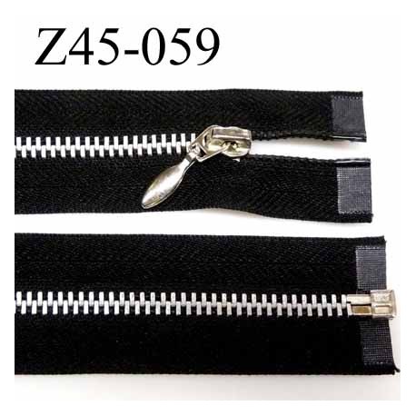 Fermeture zip à glissière en métal longueur 45 cm couleur noir séparable  largeur 3.6 cm zip glissière largeur 7.5 mm