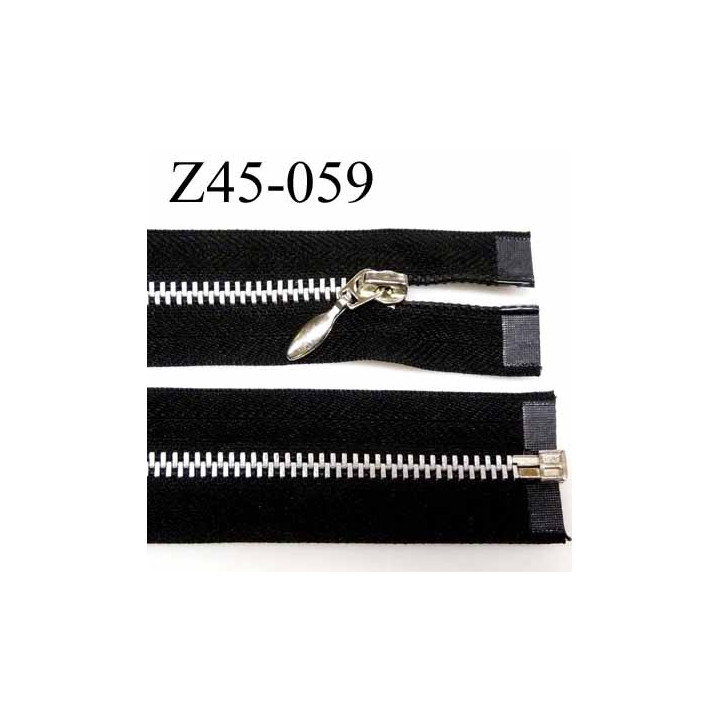 fermeture zip à glissière longueur 45 cm couleur noir  séparable largeur 3.2 cm glissière métal largeur du zip 6 mm