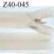 fermeture zip invisible longueur 40 cm couleur beige écru ou crème non séparable largeur 2.5 cm glissière nylon largeur 4 mm