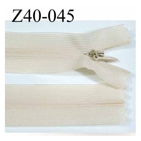 fermeture zip invisible longueur 40 cm couleur beige écru ou crème non séparable largeur 2.5 cm glissière nylon largeur 4 mm