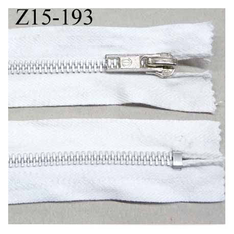 fermeture zip à glissière longueur 15 cm largeur 3.4 cm couleur blanc non séparable coton et glissière métal 6.5 mm