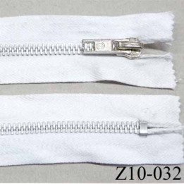 Fermeture zip à glissière longueur 10 cm largeur 3.4 cm  couleur blanc non séparable coton et glissière métal  6.5 mm