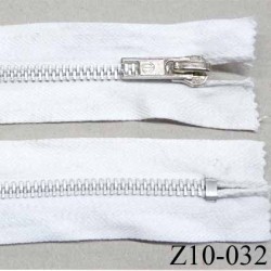 Fermeture zip à glissière longueur 10 cm largeur 3.4 cm  couleur blanc non séparable coton et glissière métal  6.5 mm