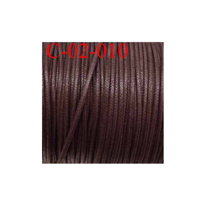 cordon en coton ciré couleur marron brillant superbe diamètre 2 mm prix au mètre