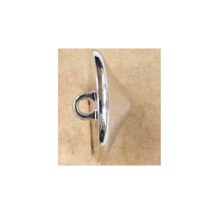 bouton 27 mm pvc forme de pointe diamant brillant chromé accroche un anneau diamètre 27 millimètres