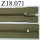fermeture éclair longueur 18 cm couleur vert kaki non séparable zip nylon largeur 2.5 cm largeur