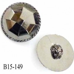 Bouton pvc 15 mm couleur chromé acier brillant style diamant a facettes diamètre 15 mm