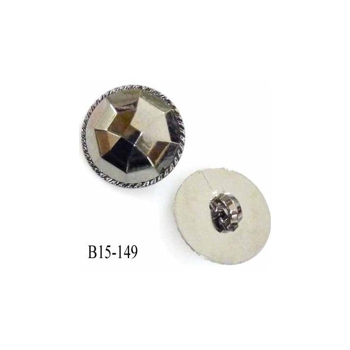 Bouton pvc 15 mm couleur chromé acier brillant style diamant a facettes diamètre 15 mm