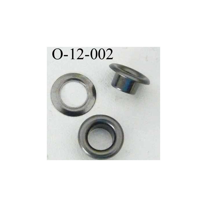 Oeillet en métal couleur acier   diamètre extérieur 12 mm diamètre intérieur 6.5 mm hauteur 5 mm 