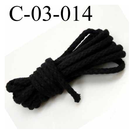 cordon en coton très solide superbe souple et doux couleur noir diamètre 3 mm prix au mètre