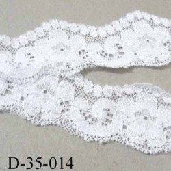 dentelle blanche largeur 35 mm lycra élastique couleur blanc lumineux prix au mètre