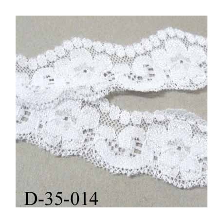 dentelle blanche largeur 35 mm lycra élastique couleur blanc lumineux prix au mètre