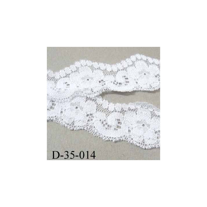 dentelle blanche largeur 35 mm lycra élastique couleur blanc lumineux prix au mètre