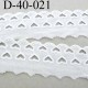 dentelle anglaise galon broderie très jolie 100% coton couleur blanc avec des formes de coeurs largeur 40 mm prix au mètre