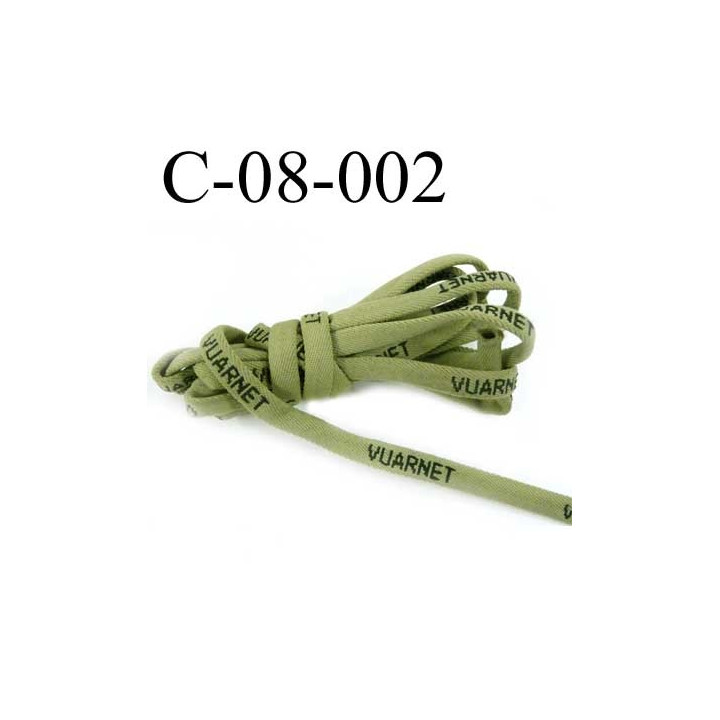 cordon plat  épais 3 mm  largeur 8 mm très très solide incassable à la main coton et polyamide couleur vert prix au mètre