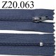 fermeture éclair longueur 20 cm couleur bleu non séparable zip nylon largeur 2.5 cm